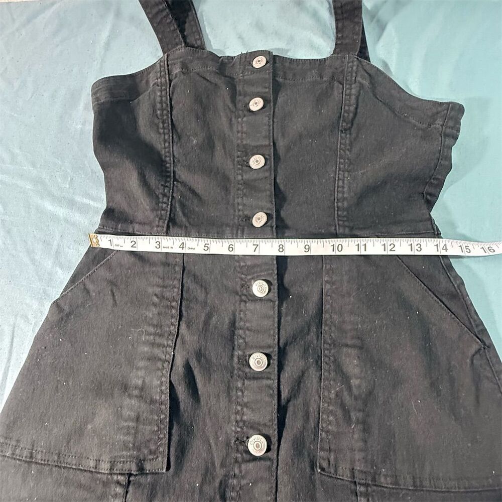 H&M Divided Women's Black Button-Front Overall Mini Dress Size 10 - Picture 3 of 8